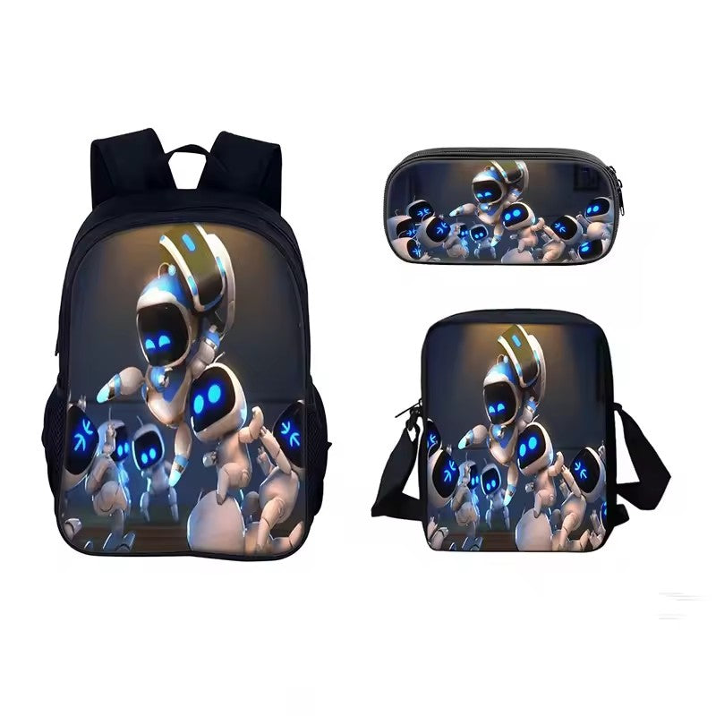 Astro Bot Schoolbag Backpack Lunch Bag Pencil Case 3pcs Set Gift for Kids Students