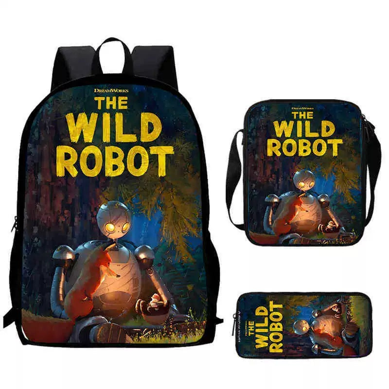 The Wild Robot Schoolbag Backpack Lunch Bag Pencil Case 3pcs Set Gift for Kids Students