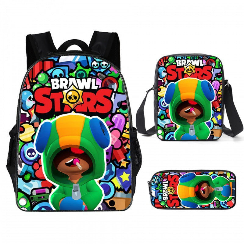 Brawl Stars Schoolbag Backpack Lunch Bag Pencil Case 3pcs Set Gift for Kids Students