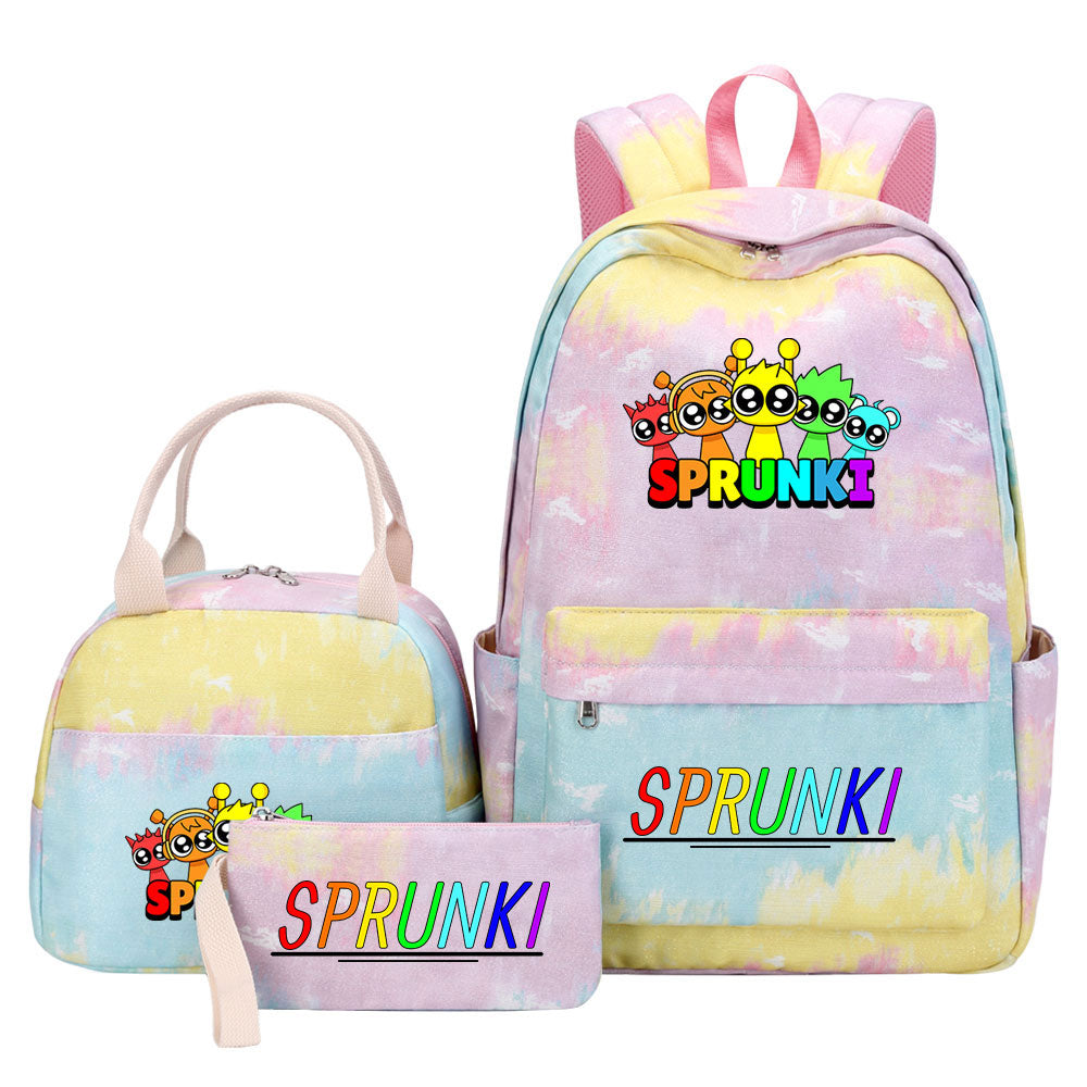 Sprunki Pink Starry Sky SchoolBag Backpack Lunch Box Bag Book Pencil Bags 3pcs Set