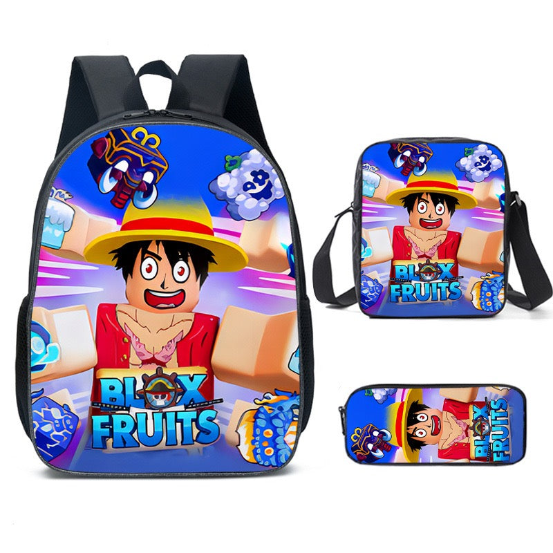 Blox Fruits Schoolbag Backpack Lunch Bag Pencil Case 3pcs Set Gift for Kids Students