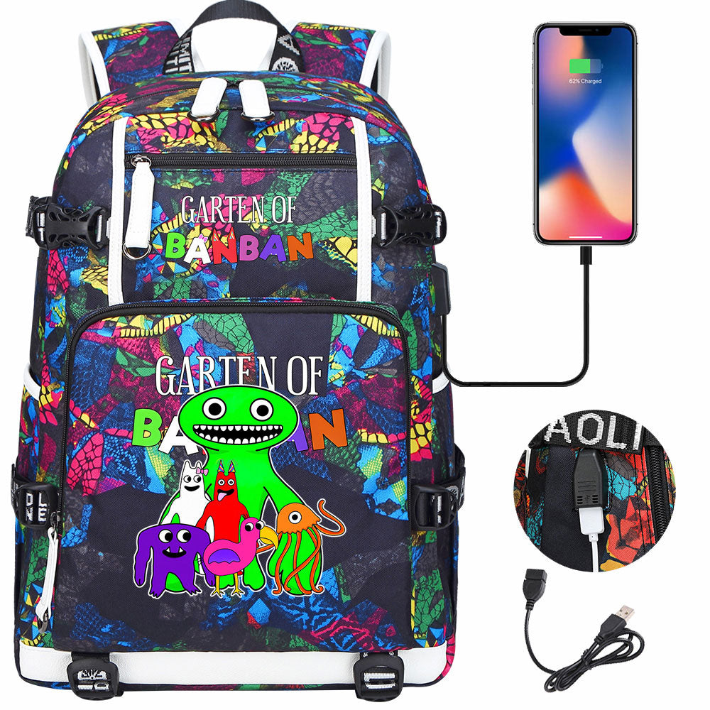 Garten of Banban USB Charging Backpack School NoteBook Laptop Travel Bags