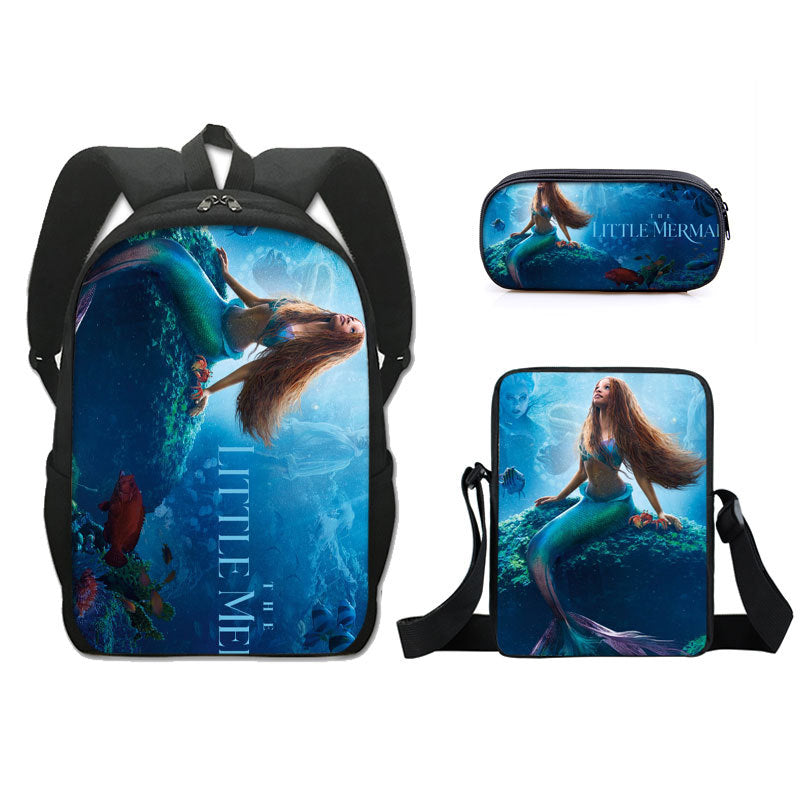 The Little Mermaid  Schoolbag Backpack Lunch Bag Pencil Case 3pcs Set Gift for Kids Students