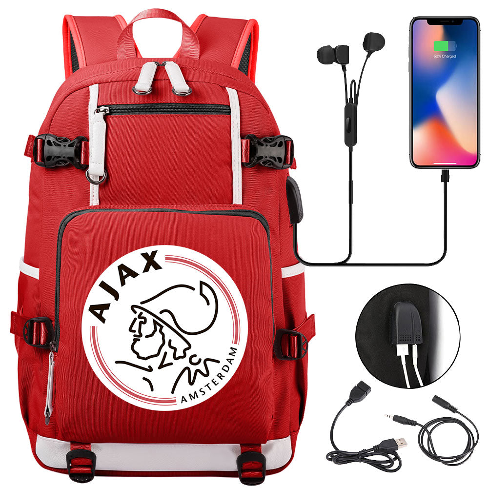 Amsterdamsche Football Club USB Charging Backpack School NoteBook Laptop Travel Bags