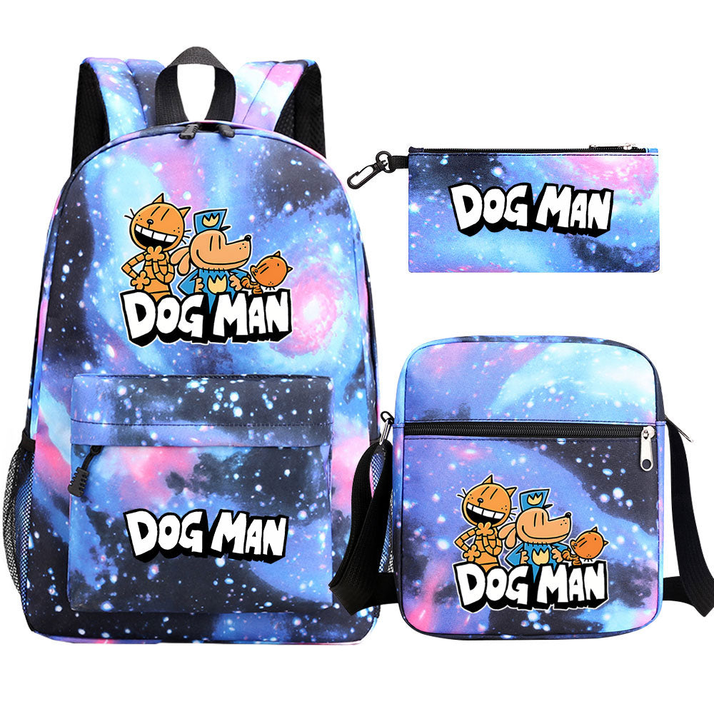 Dog Man School Bag Backpack Shoulder Bag Book Pencil Bags  3pcs Set