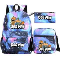 Dog Man School Bag Backpack Shoulder Bag Book Pencil Bags  3pcs Set