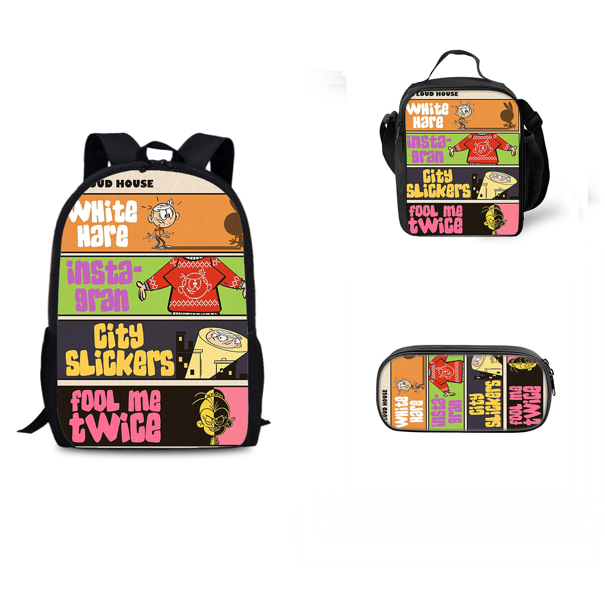 The Loud House Schoolbag Backpack Lunch Bag Pencil Case 3pcs Set Gift for Kids Students