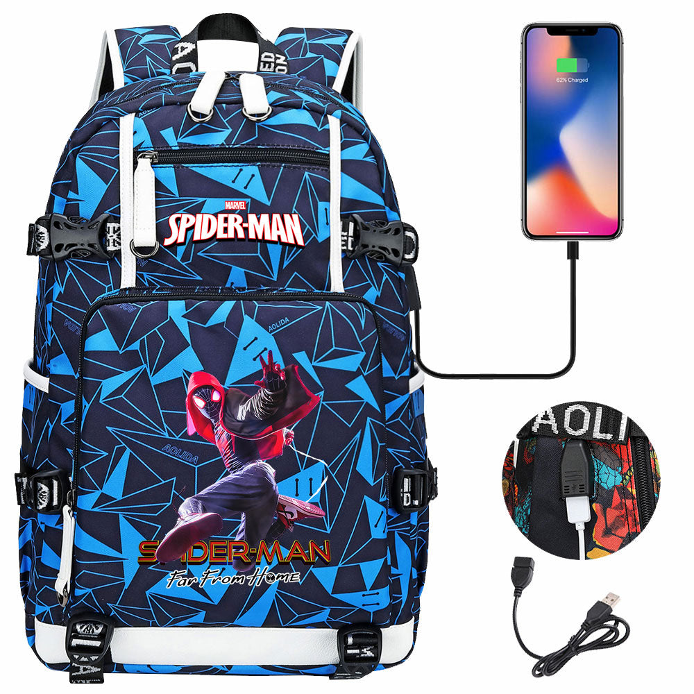 Spider Man Across the Spider Verse USB Charging Backpack School NoteBook Laptop Travel Bags