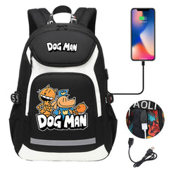 Dog Man USB Charging Backpack School NoteBook Laptop Travel Bags