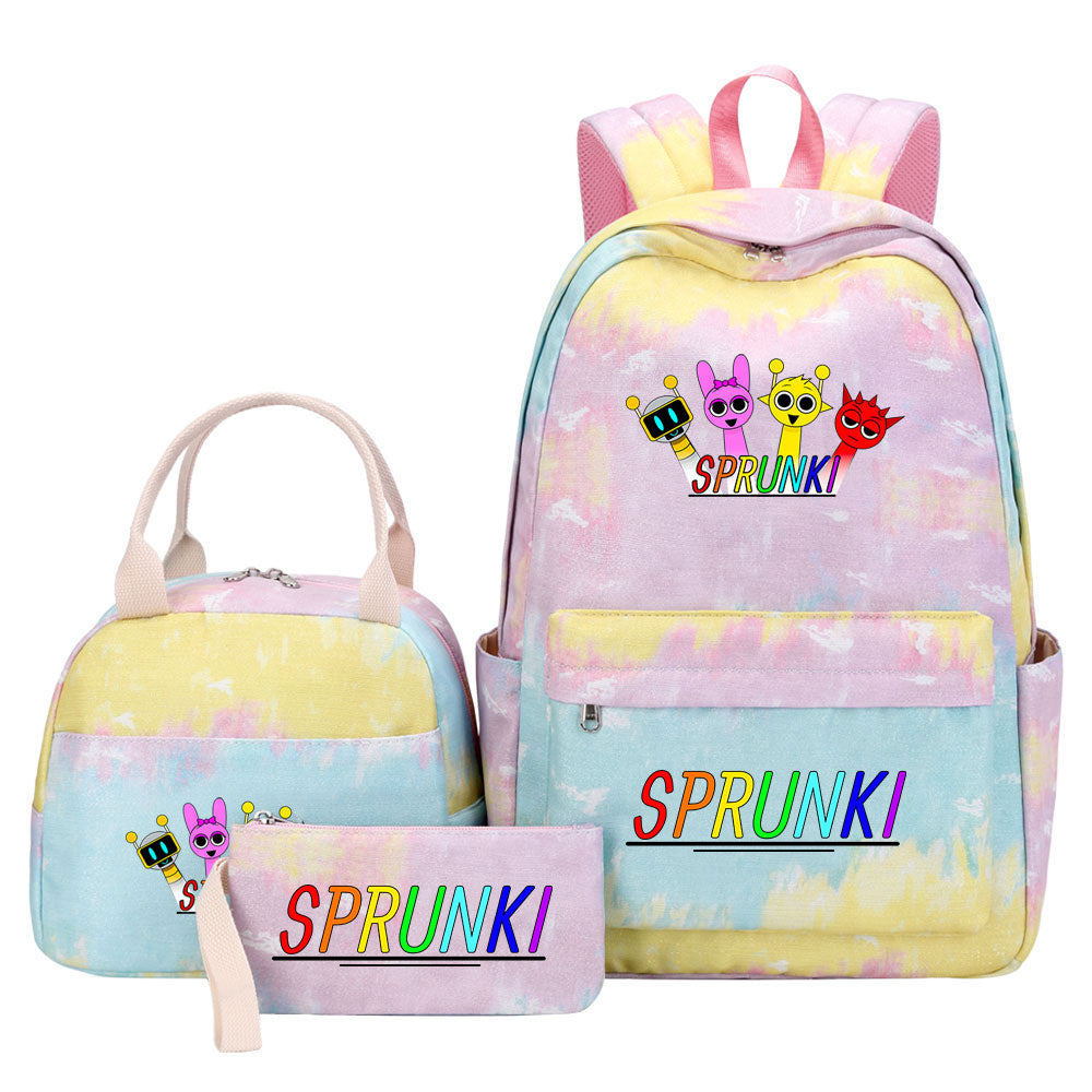 Sprunki Pink Starry Sky SchoolBag Backpack Lunch Box Bag Book Pencil Bags 3pcs Set