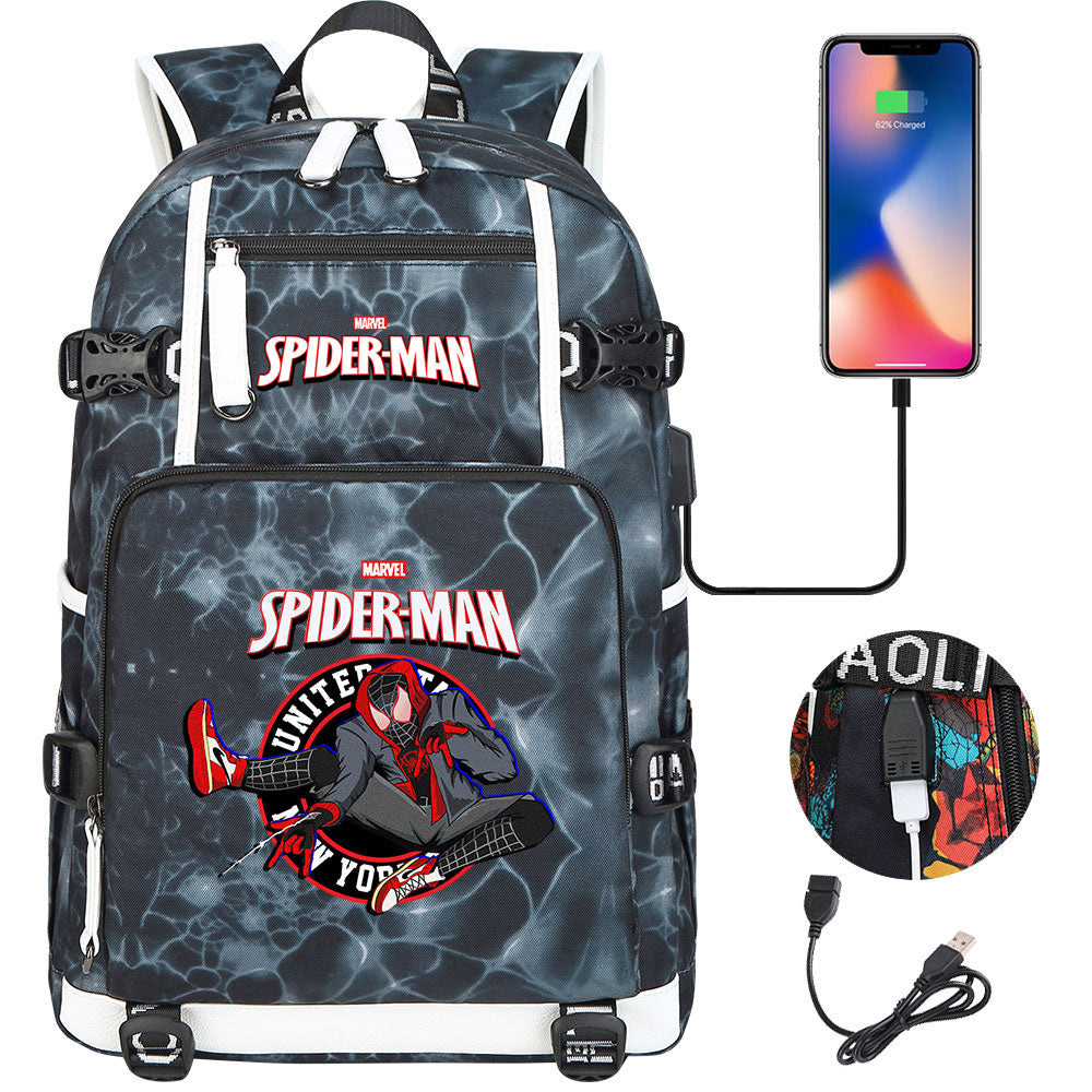 Spider Man Across the Spider Verse USB Charging Backpack School NoteBook Laptop Travel Bags