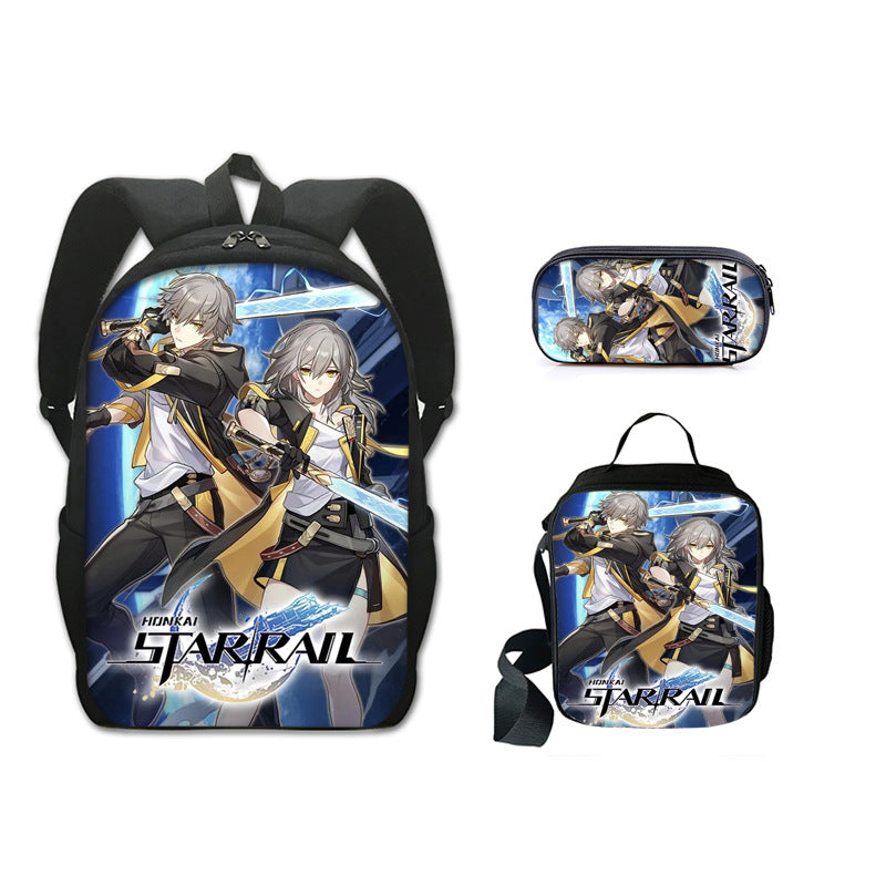 Honkai Impact 3 Schoolbag Backpack Lunch Bag Pencil Case 3pcs Set Gift for Kids Students