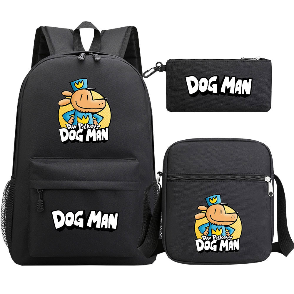Dog Man School Bag Backpack Shoulder Bag Book Pencil Bags  3pcs Set