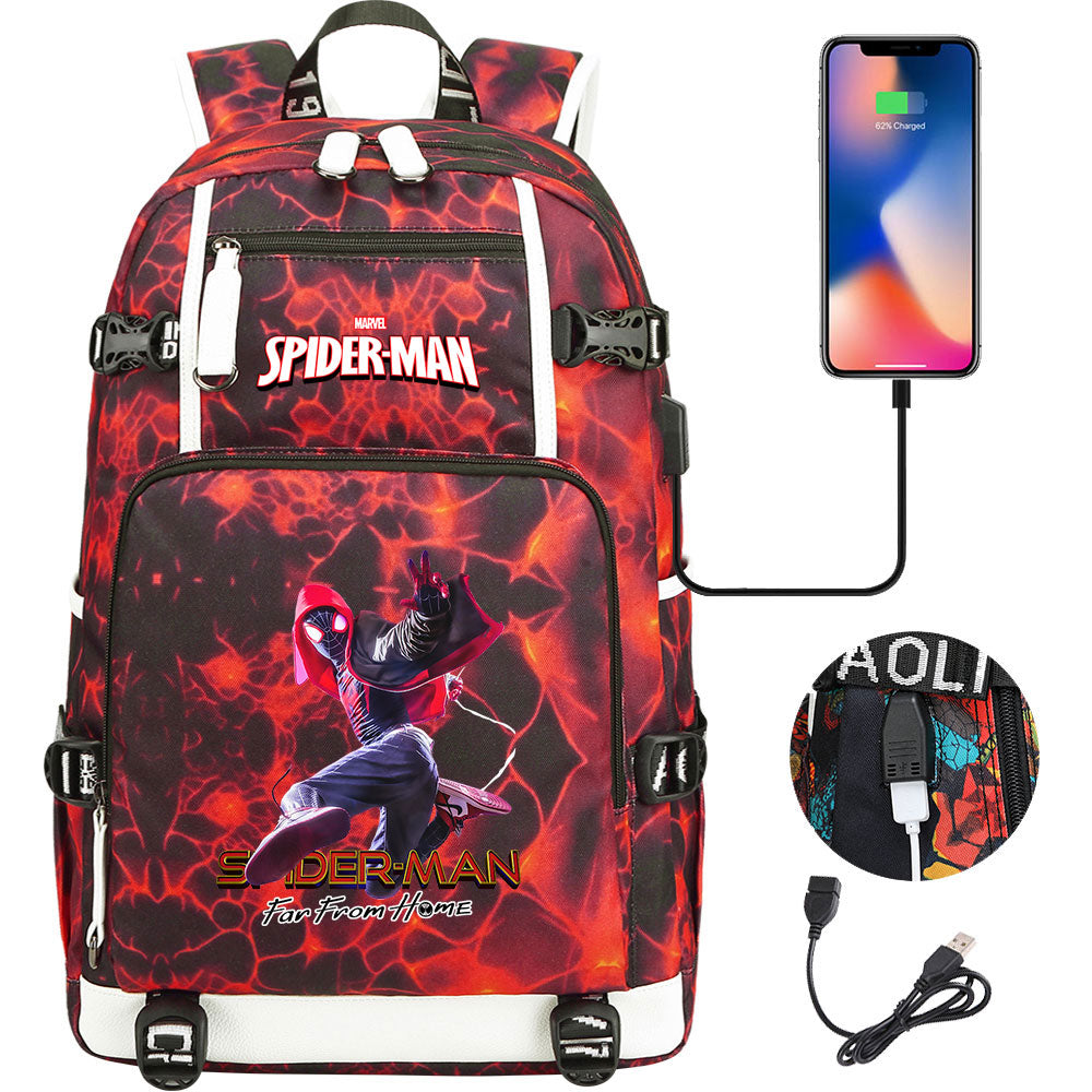 Spider Man Across the Spider Verse USB Charging Backpack School NoteBook Laptop Travel Bags