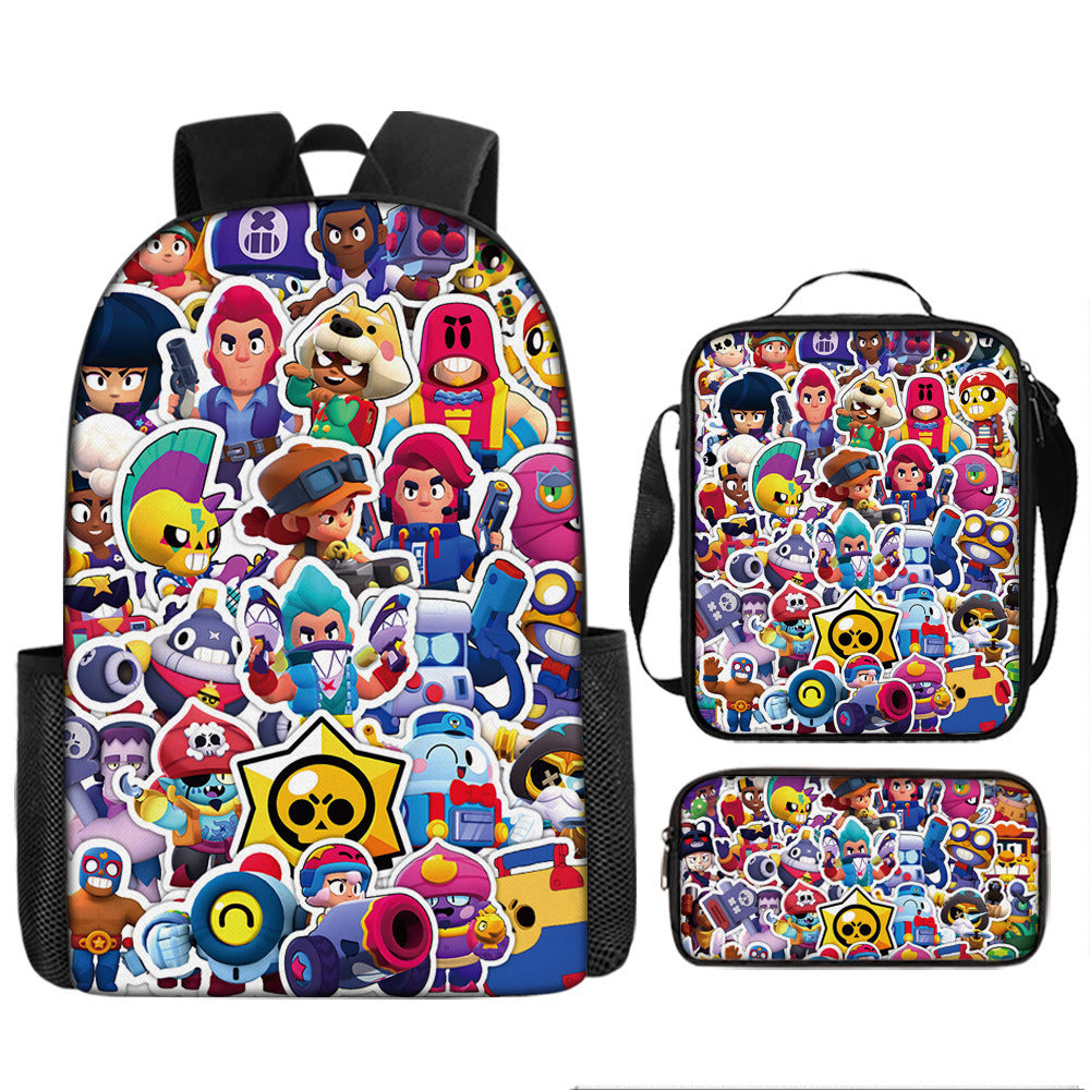 Brawl Stars Schoolbag Backpack Lunch Bag Pencil Case 3pcs Set Gift for Kids Students