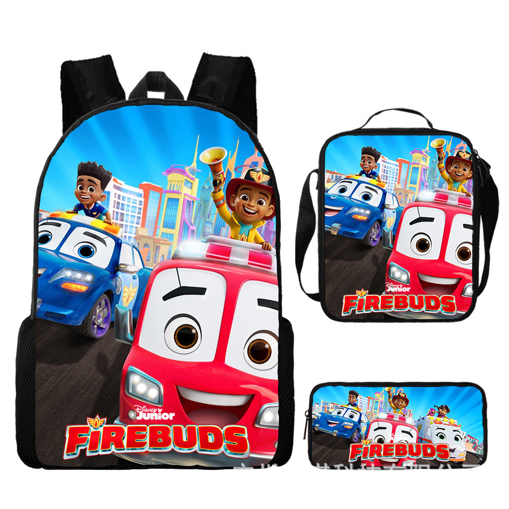 Firebuds Schoolbag Backpack Lunch Bag Pencil Case 3pcs Set Gift for Kids Students