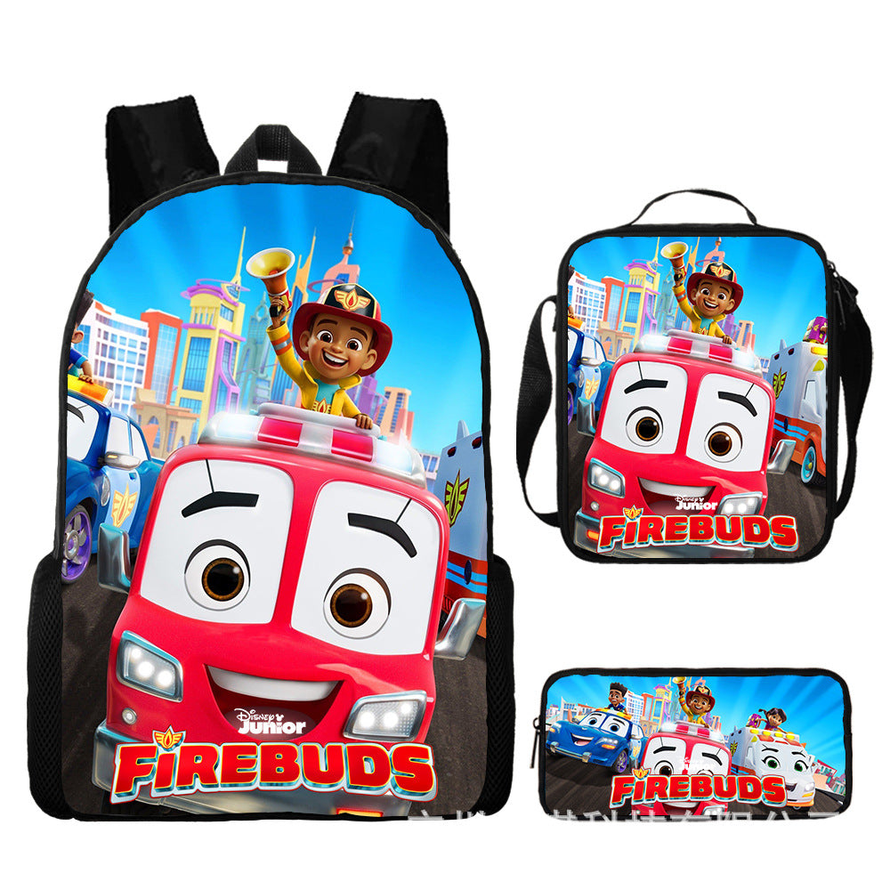 Firebuds Schoolbag Backpack Lunch Bag Pencil Case 3pcs Set Gift for Kids Students