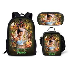 The Princess and the Frog Schoolbag Backpack Lunch Bag Pencil Case 3pcs Set Gift for Kids Students