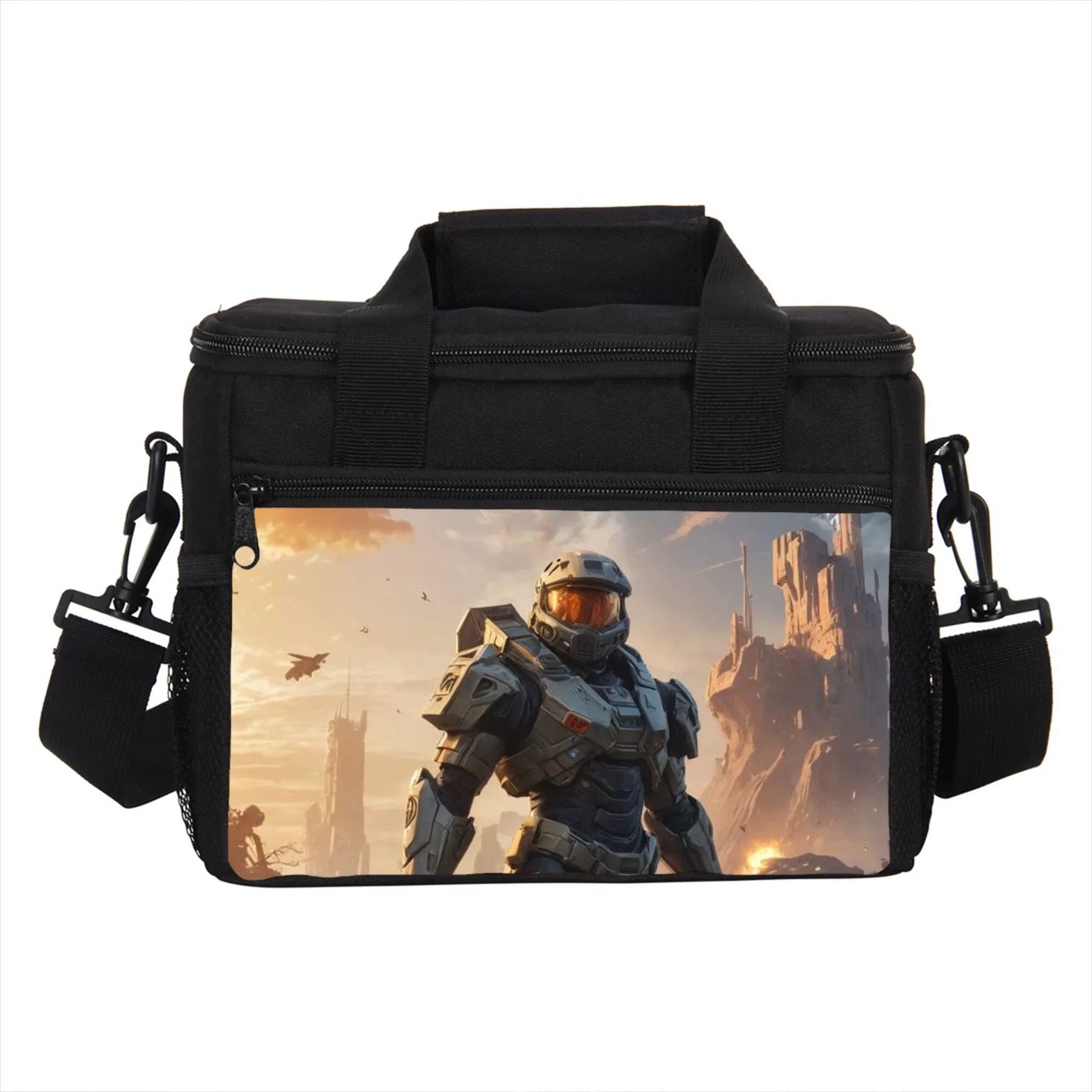 Game Halo Portable Lunch Box School Tote Storage Picnic Bag