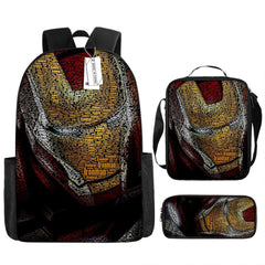 Iron Man Superhero Schoolbag Backpack Lunch Bag Pencil Case 3pcs Set Gift for Kids Students