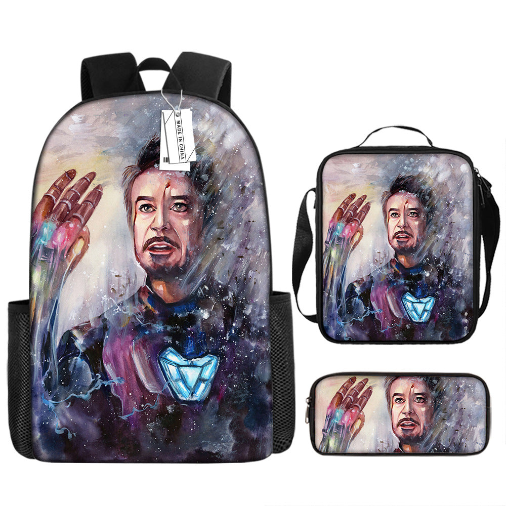 Iron Man Superhero Schoolbag Backpack Lunch Bag Pencil Case 3pcs Set Gift for Kids Students