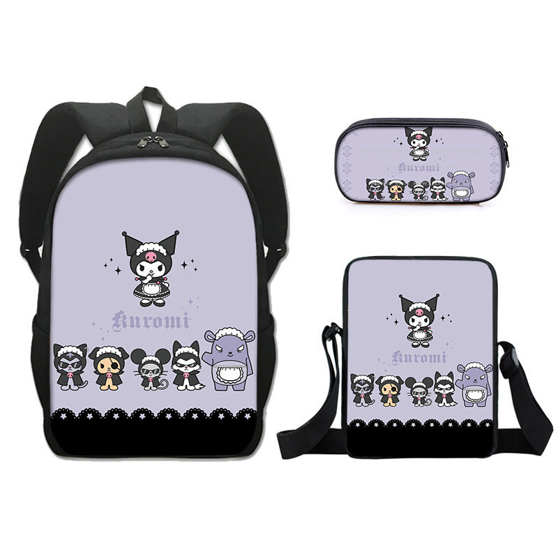 Kuromi Schoolbag Backpack Lunch Bag Pencil Case 3pcs Set Gift for Kids Students