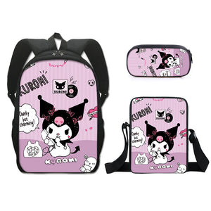 Kuromi Schoolbag Backpack Lunch Bag Pencil Case 3pcs Set Gift for Kids Students