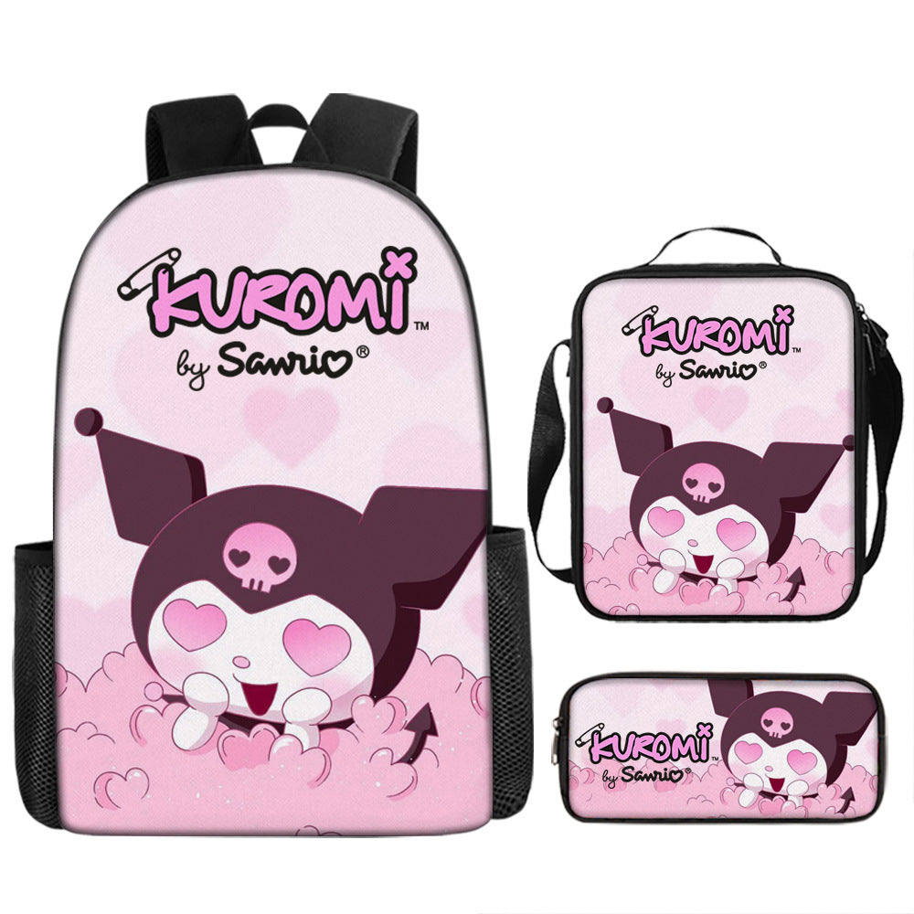 Kuromi Schoolbag Backpack Lunch Bag Pencil Case 3pcs Set Gift for Kids Students