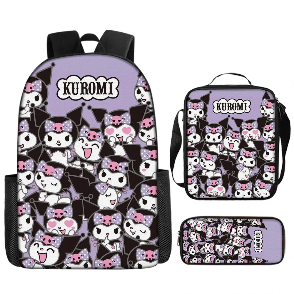 Kuromi Schoolbag Backpack Lunch Bag Pencil Case 3pcs Set Gift for Kids Students