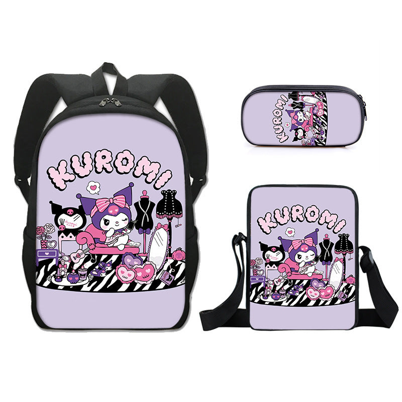 Kuromi Schoolbag Backpack Lunch Bag Pencil Case 3pcs Set Gift for Kids Students