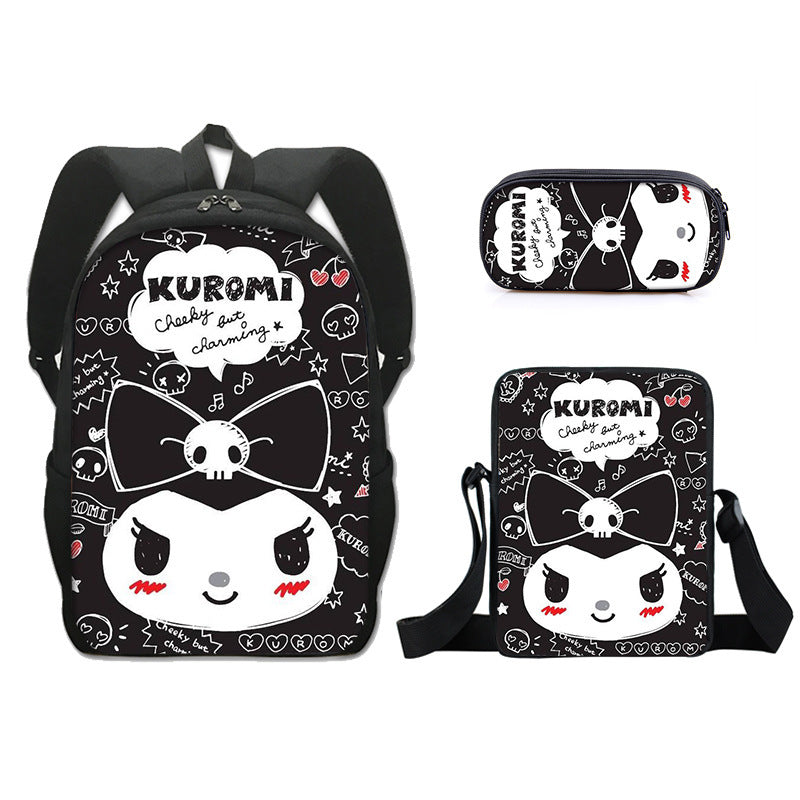Kuromi Schoolbag Backpack Lunch Bag Pencil Case 3pcs Set Gift for Kids Students