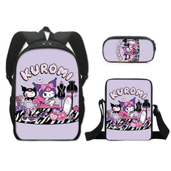 Kuromi Schoolbag Backpack Lunch Bag Pencil Case 3pcs Set Gift for Kids Students
