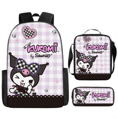 Kuromi Schoolbag Backpack Lunch Bag Pencil Case 3pcs Set Gift for Kids Students