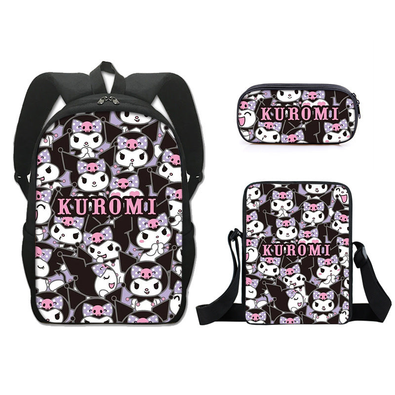 Kuromi Schoolbag Backpack Lunch Bag Pencil Case 3pcs Set Gift for Kids Students