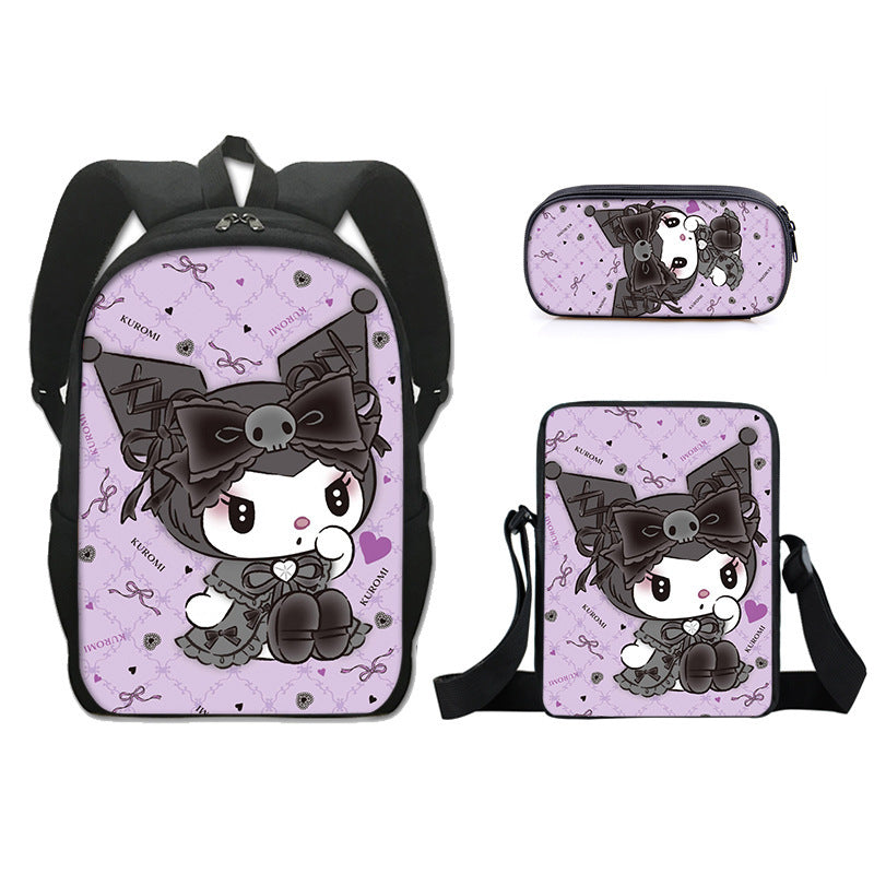 Kuromi Schoolbag Backpack Lunch Bag Pencil Case 3pcs Set Gift for Kids Students