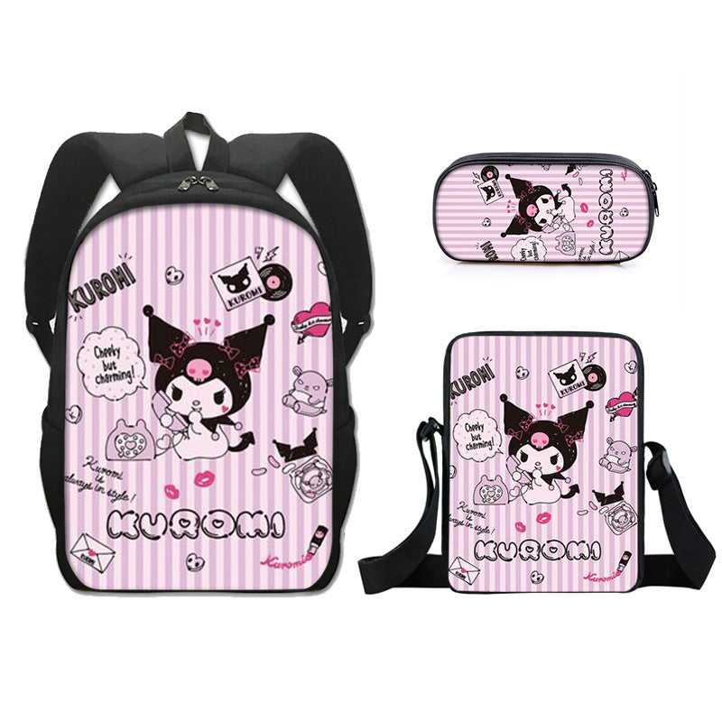 Kuromi Schoolbag Backpack Lunch Bag Pencil Case 3pcs Set Gift for Kids Students