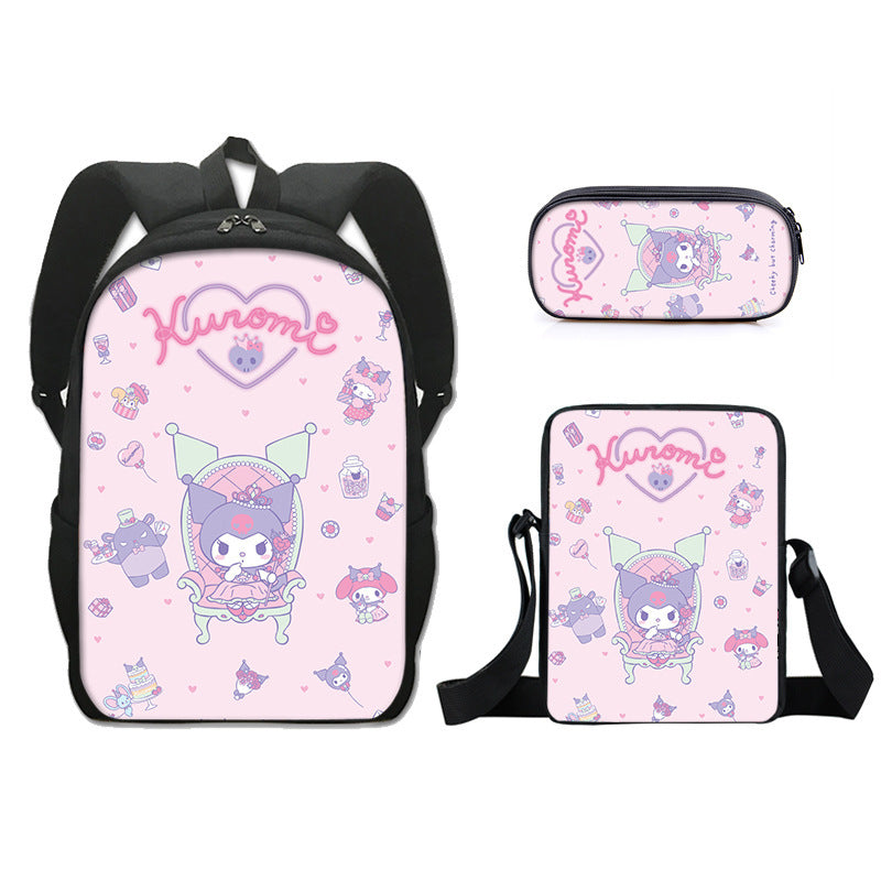 Kuromi Schoolbag Backpack Lunch Bag Pencil Case 3pcs Set Gift for Kids Students