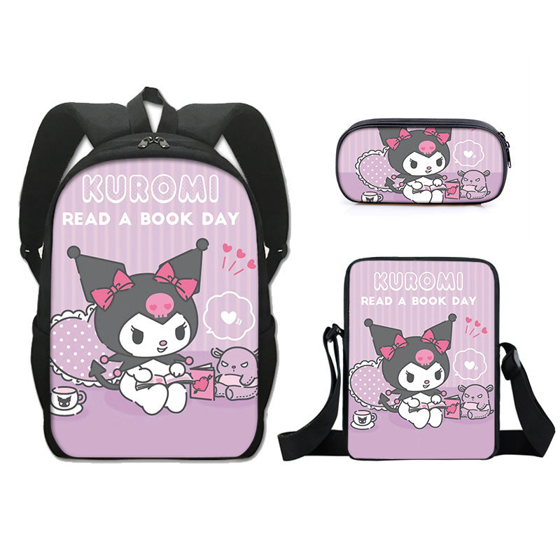 Kuromi Schoolbag Backpack Lunch Bag Pencil Case 3pcs Set Gift for Kids Students