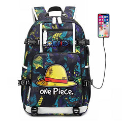 Anime One Piece Charging Backpack School NoteBook Laptop Travel Bags