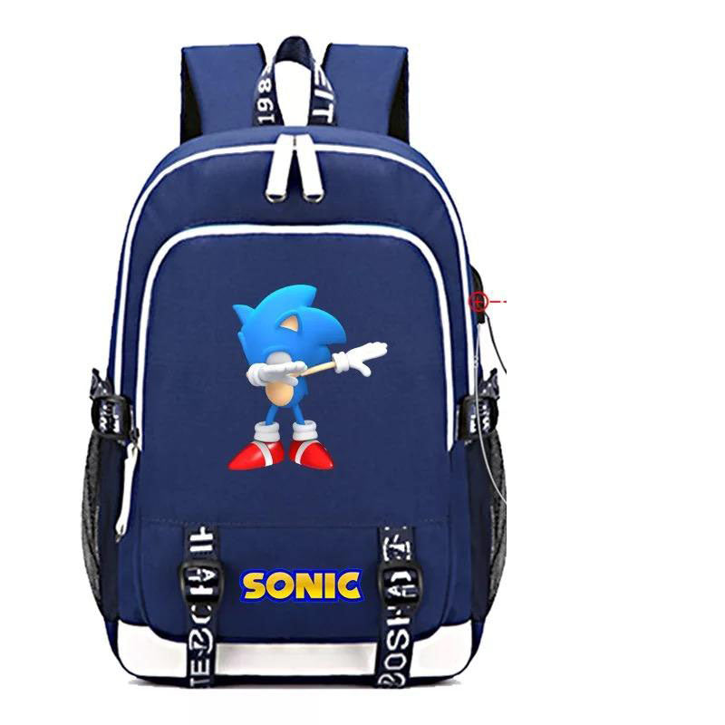 The Hedgehog USB Charging Backpack School Note Book Laptop Travel Bags