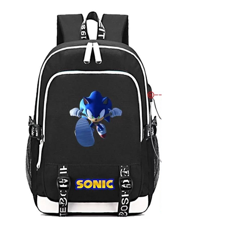 The Hedgehog USB Charging Backpack School Note Book Laptop Travel Bags