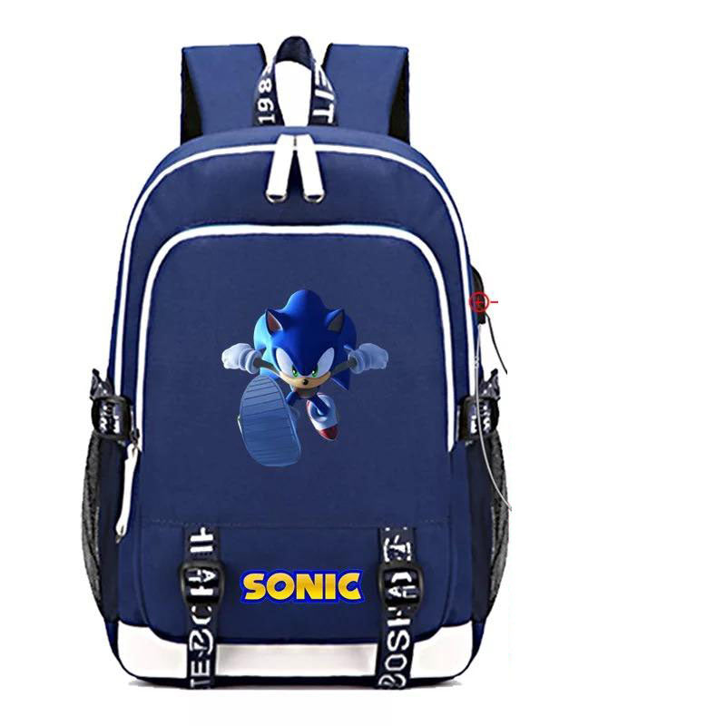 The Hedgehog USB Charging Backpack School Note Book Laptop Travel Bags