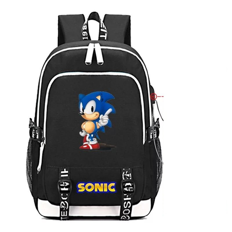 The Hedgehog USB Charging Backpack School Note Book Laptop Travel Bags