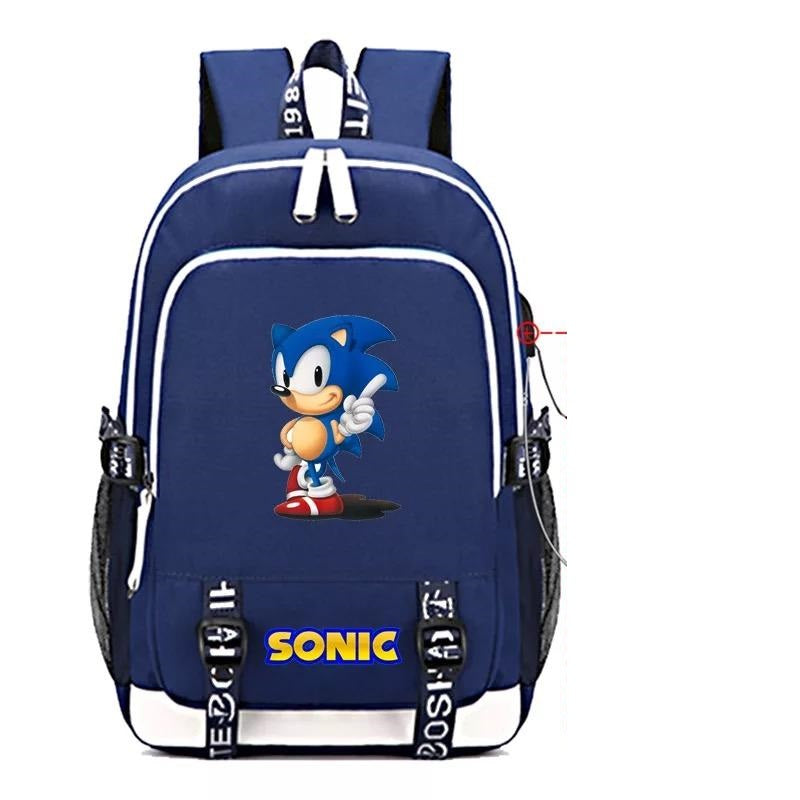 The Hedgehog USB Charging Backpack School Note Book Laptop Travel Bags