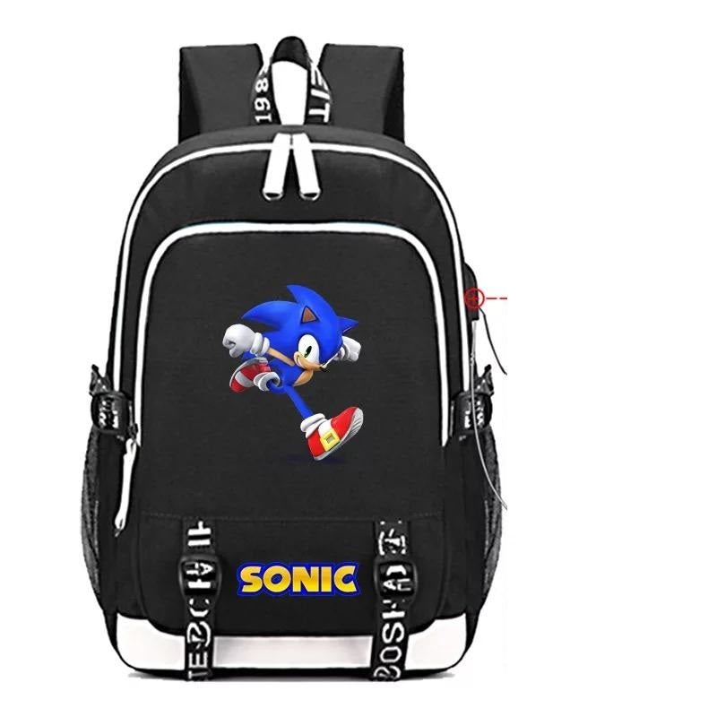 The Hedgehog USB Charging Backpack School Note Book Laptop Travel Bags
