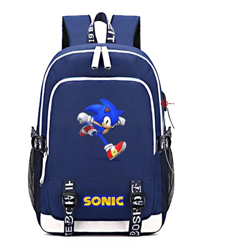The Hedgehog USB Charging Backpack School Note Book Laptop Travel Bags