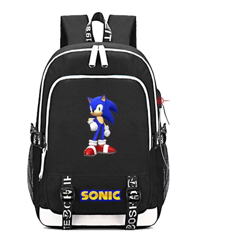 The Hedgehog USB Charging Backpack School Note Book Laptop Travel Bags