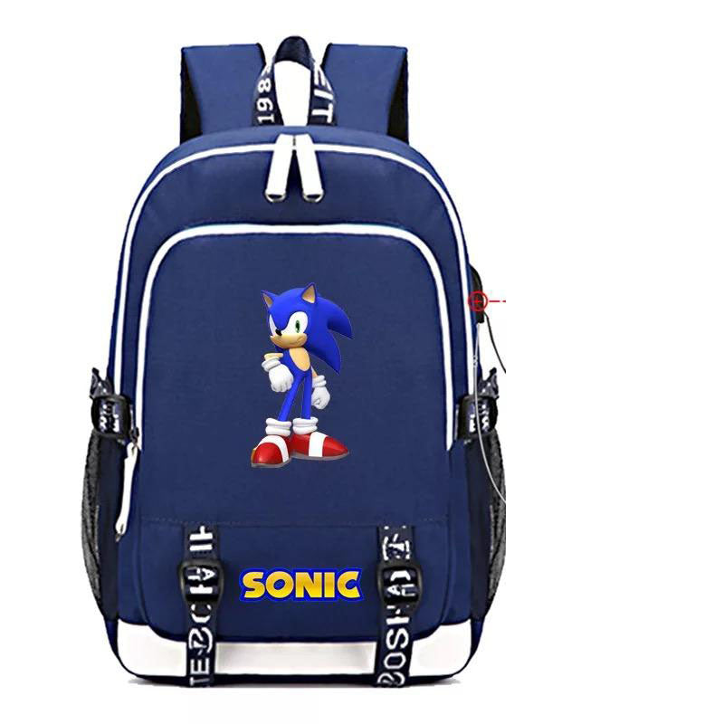 The Hedgehog USB Charging Backpack School Note Book Laptop Travel Bags