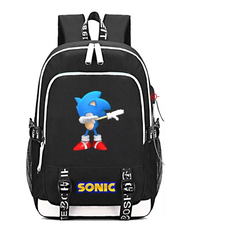 The Hedgehog USB Charging Backpack School Note Book Laptop Travel Bags