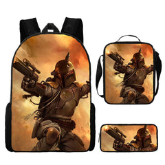 Mandalorian Schoolbag Backpack Lunch Bag Pencil Case 3pcs Set Gift for Kids Students